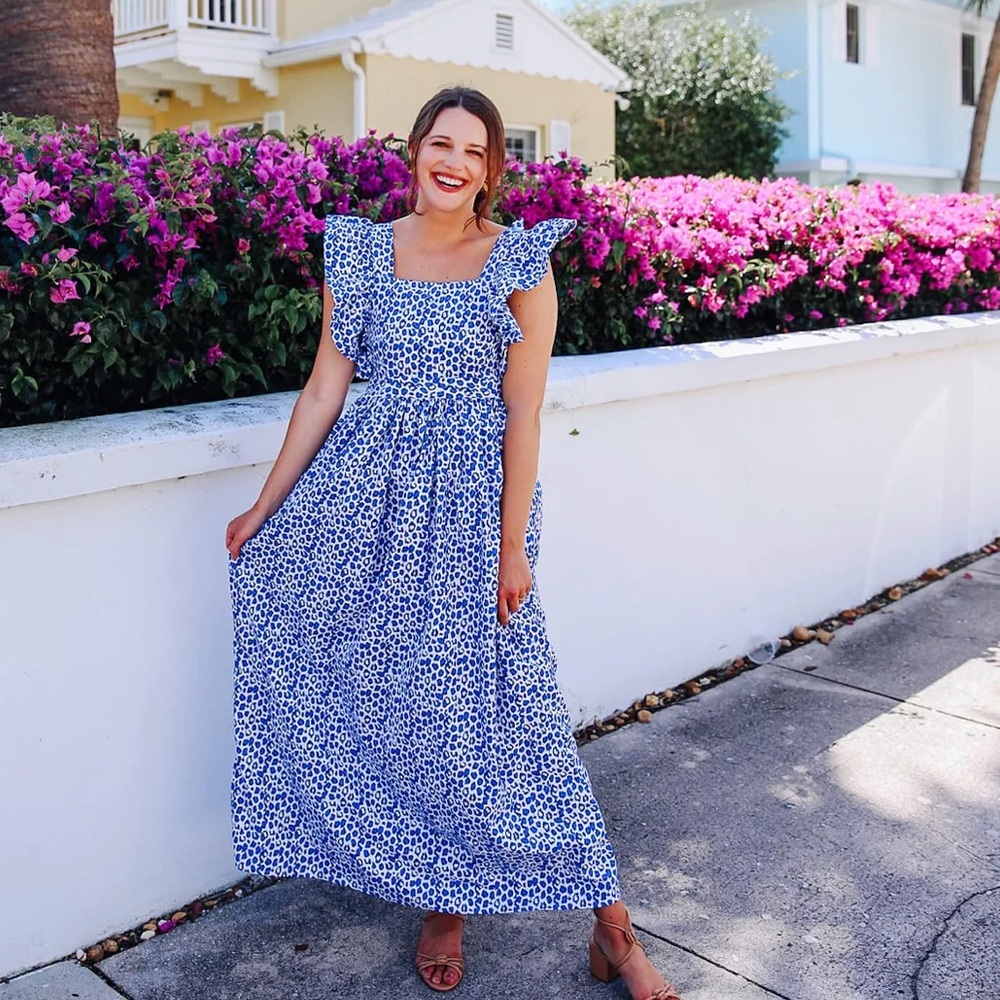 NEW Elisamama Blue Leopard Dress L Large